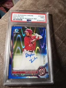Daylen Lile 2022 1st Bowman Chrome AUTO BLUE RAY WAVE ROOKIE /150 PSA MINT 9 RC - Picture 1 of 2
