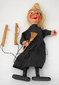 Vecchia Strega Marionetta Pupazzo Cucina Vintage Magia Europea Halloween Bambola Raccapricciante - Foto 1 di 8