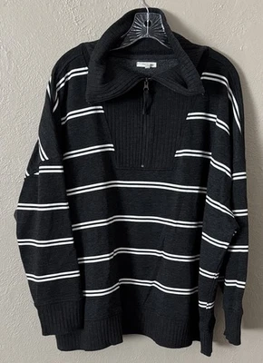 Maurice’s Plus Size Willowsoft Collared Striped Sweatshirt 3X Gray White - Image 1 of 4