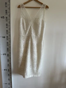 Abito elegante donna lungo alto Sally taglia 14 beige pizzo - Foto 1 di 10