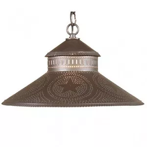 Shopkeeper Shade Light with punched Star in Kettle Black Tin - Picture 1 of 2