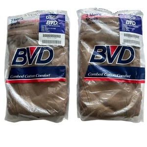 Vtg BVD Briefs Underwear Mens 30 Brown 2 Packs 6 Pair 90s Military Made in USA - Picture 1 of 3