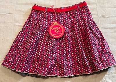 NUEVO CON ETIQUETAS Talla 4 104 Falda Oilily Roja Estampado Geométrico Algodón Popelina Falda Foto 1 de 2