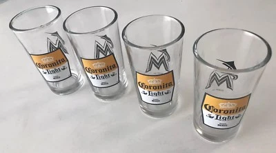 Набор из 4 светлых пивных бокалов Coronita с логотипом Marlins 2015 как новые - Изображение 1 из 4