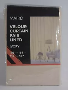 Mairo Velour EYELET Curtains unlined Ivory 46 x 54", 66" x 72" or 66" x 90" - Picture 1 of 18