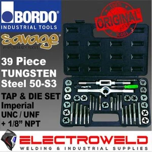 SAVAGE 39 Pce Imperial Tap and Die Set S3 SAE Tungsten Steel UNC/UNF Bordo 50-S3 - Picture 1 of 6