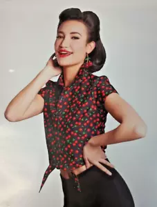 Camisa Disfraz Halloween Top Cereza Pin Up Talla Grande/Extra Grande Nueva - Imagen 1 de 8