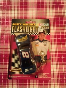 Vintage NASCAR #2 Rusty Wallace Mobil Good Year Race Car Flashlight Key Chain - Picture 1 of 2
