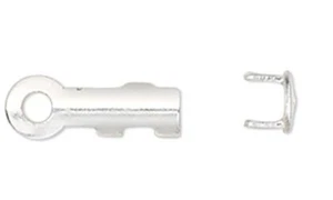 Cord Ends, 100 OR 500 Silver Plated Brass 7x2mm Small Tube with Ring 1.5mm ID - Picture 1 of 5