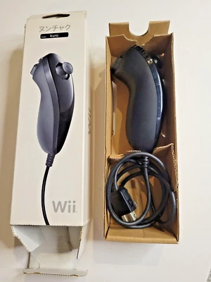 Black Nintendo wii kuro RVLAFK3 Navigation Controller Nunchuck In Japanese Box - Image 1 of 2