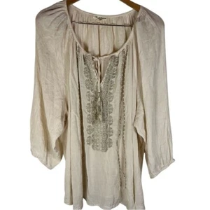 Camicia Anthropologie Solitario Contadino Fluida Taglia 3X Ricamata e Scintillante - Foto 1 di 7