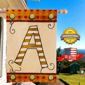 "Monograma de hoja perenne ""A"" bandera de la casa 29x43" - lunares beige - artesanías de costura NUEVO - Imagen 1 de 15