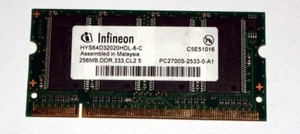 RAM Infineon SODIMM 256MB PC2700 HYS64D32020HDL-6-C - Photo 1/2