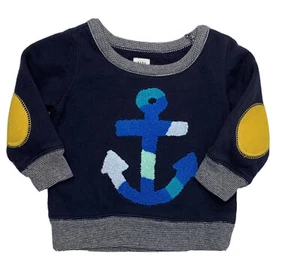 Baby Gap Jungen 6-12 Monate blau maritim Anker Sweatshirt mit Ellenbogen Patches - Bild 1 von 6