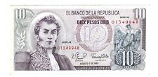 Colombia   #407h  10 Pesos Oro  1980 in UNC
