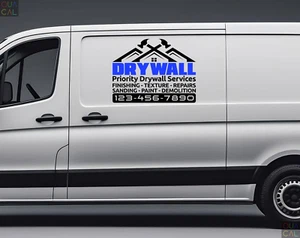 2pack Drywall Repair Services w Logo Business Company Vinyl Decal Sign Van Truck - Picture 1 of 9