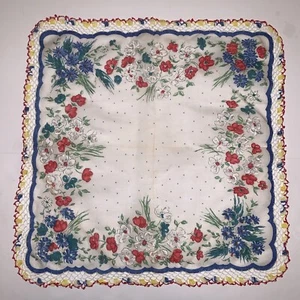 "Pañuelo vintage pañuelo borde ganchillo floral grande 18,5"" núcleo de abuela LEER - Imagen 1 de 6