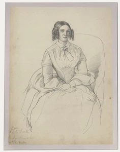 Charlotte Berlichingen - Mid 19th Century Graphite Drawing, Lady with Ringlets - Picture 1 of 4