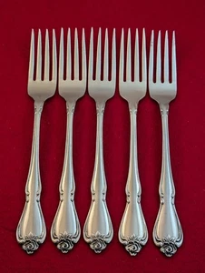 Lot Of 5 Dinner Forks Oneida ARBOR ROSE Stainless TRUE ROSE 1881 Rogers Ltd - Picture 1 of 5