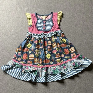 Matilda Jane Kleid Baby Mädchen 12-18 Monate Blumen Tee Küche gepunktet blau - Bild 1 von 7