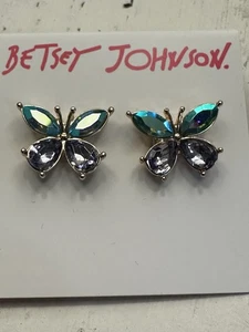 Aretes Betsey Johnson tono dorado con racimo de cristal mariposa nuevos con etiquetas - Imagen 1 de 8