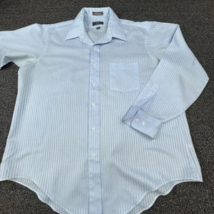 Vtg Arrow Kent Shirt Mens 17 34/35 Blue Striped Button Up Long Sleeve Pocket USA - Picture 1 of 12