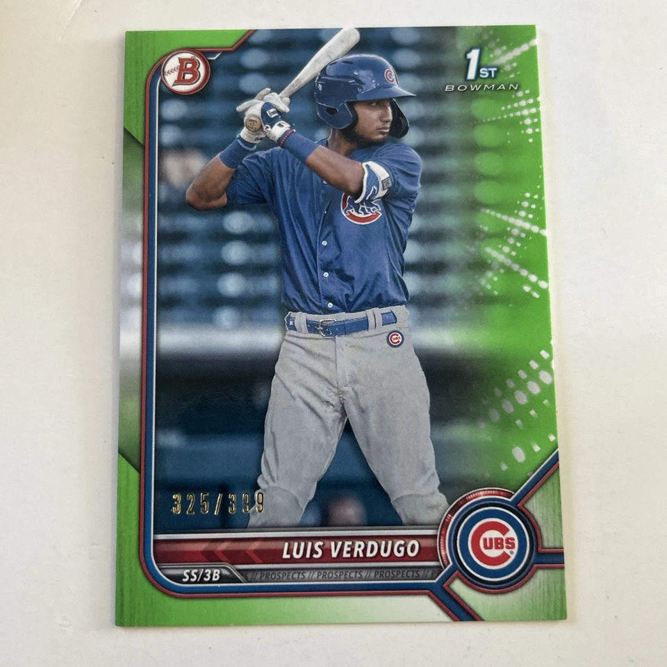 2022 Bowman Prospects Neon Green Border /399 Luis Verdugo #BP-147 - Image 1 of 4