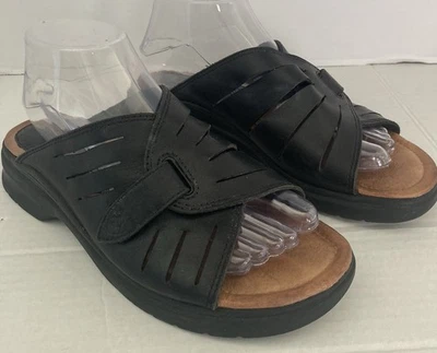 Ariat Women's Slide Sandals Black Leather Size 9 adjustable strap - Image 1 of 4