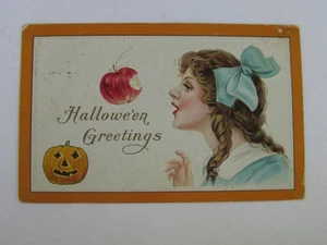 Antique 1914 Halloween Francis Brundage Embossed Postcard w/Jack-O-Lantern Vtg - Picture 1 of 5