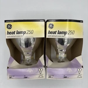 NEW! 2 GE Heat Lamp Bulb 250W Clear BR40 Med Base 120V Infrared Reflector Bulbs - Picture 1 of 6
