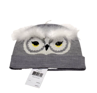 Kate Spade New York Who Me Owl Beanie Hat Heather Gray New! NWT - Image 1 of 3