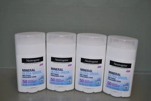 Lot Of 4 Neutrogena Mineral Ultra Sheer Sunscreen Stick SPF 50, 1.5 oz, 11/2026 - Picture 1 of 2