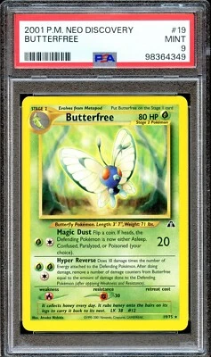 PSA 9 Butterfree Neo Discovery 19/75 Unlimited Pokemon Card Non Holo MINT - Image 1 of 2