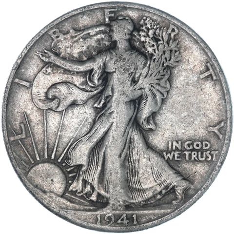1941 D Walking Liberty Half Dollar 90% Silver Fine FN See Pics Y225 Cover