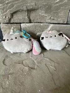 Pusheen 5” Pair Pusheenicorn And A Winking Pusheen With Pink Bow And Clips - Picture 1 of 6