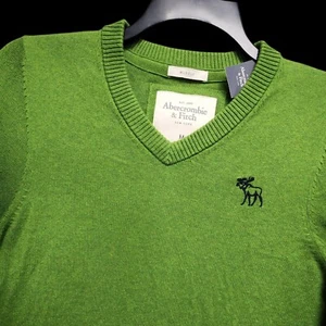 Abercrombie & Fitch Muscle Sweater Mens Medium Green Cotton Cashmere NEW w/ Tag - Picture 1 of 16