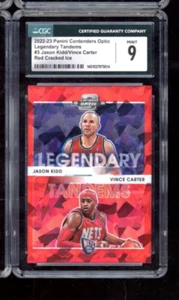 2022 CONTENDERS OPTIC JASON KIDD VINCE CARTER LEGENDARY RED CRACKED ICE CGC 9 MT - Picture 1 of 2