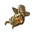 Vintage DM Angel Horn Brooch Pin Silver and Gold Tones Signed