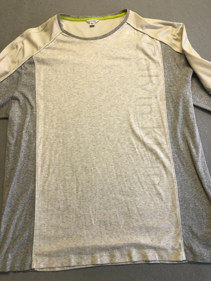 Camisa Calvin Klein Para Hombre 2XL Gris Jaspeado Tejido Crew Manga Larga Ropa Activa Foto 1 de 4