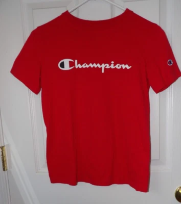Boys Champion Youth Large L T-Shirt Red Logo  Short Sleeve  - AB52 - Image 1 of 4