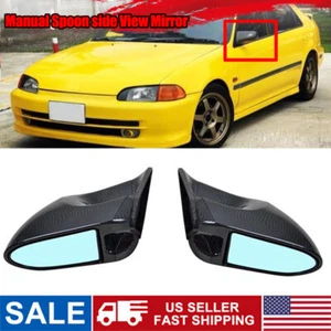 2X Carbon Fiber Look Manual Adjustable Side Mirrors For 92-95 Honda Civic EG USA - Picture 1 of 14