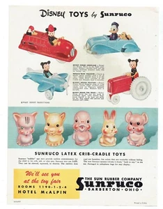 Pubblicità giocattoli Sunruco Disney 1947 Topolino aereo trattore camion dei pompieri Donald Roadster - Foto 1 di 1