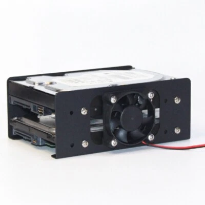 Soporte para rack de disco duro de 3,5 pulgadas de 2 bahías hágalo usted mismo soporte estuche carrito con ventilador Foto 1 de 4