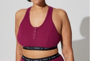 Torrid Women's Plus 2X Lightly Lined Rib Henley Racerback Bralette NWT - Picture 1 of 5