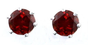 4mm Round Garnet Gemstone Gem Stone Pure Sterling Silver Pair Post Earring PE17 - Picture 1 of 2