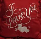 Valentine I Love You Stuffed Red Plush  Pillow 15 X 15 Inch