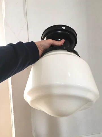 Vtg Antique 1920s Art Deco Flush Mount Chandelier Milk Glass Light Fixture Cover