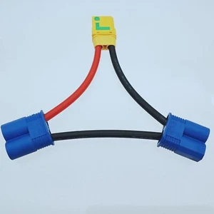 Amass XT90-S Anti Spark Female 1 to 2 EC8 Male SERIES HARNESS 10awg 10CM Cable - Picture 1 of 1