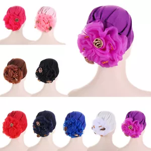 Mujeres Hiyab Flor Sombrero Pañuelo Gorro Turbante Musulmán Pérdida de Cabello Gorra Quimio Gorro - Imagen 1 de 28