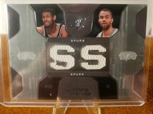 TIM DUNCAN/TONY PARKER 2007-08 UD SPx WINNING MATERIALS DUAL JERSEY RELIC SPURS - Picture 1 of 2